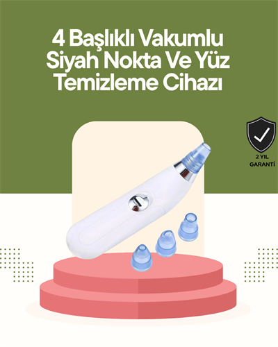 USB Destekli 4 Başlıklı Siyah Nokta Vakum Cihazı – Gözenek Temizleyici ve Cilt Yenileyici Bakım Aleti