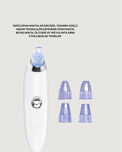 USB Destekli 4 Başlıklı Siyah Nokta Vakum Cihazı – Gözenek Temizleyici ve Cilt Yenileyici Bakım Aleti