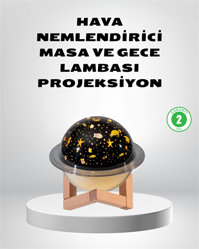 USB Projeksiyon Gece Lambası ve Hava Nemlendirici – Aromaterapi Destekli, Taşınabilir Mini