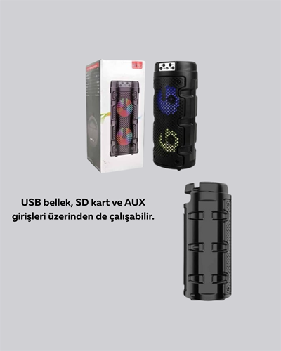 USB, SD Kart ve AUX Girişli Taşınabilir Hoparlör