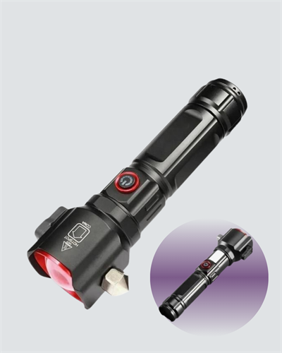 USB Şarjlı Çok Amaçlı El Feneri Çekiçli Pusulalı