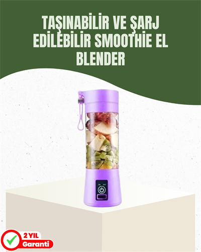 USB Şarjlı Portatif Blender 380ml Çelik 304 Bıçaklı Mobil Smoothie Maker