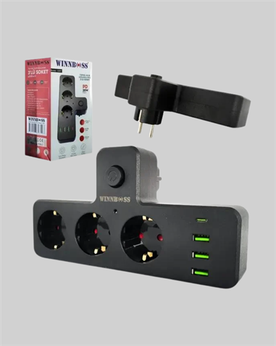 USB ve Type-C Portlu Anahtarlı Çoklu Priz Güç Ünitesi