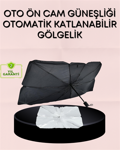 UV Korumalı Şemsiye Tipi Oto Güneşliği - Geniş Araç Uyumu