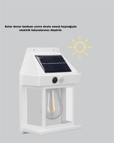 Üç Modlu Güneş Enerjili Duvar Lambası 1800mAh Bataryalı ve Hareket Sensörlü