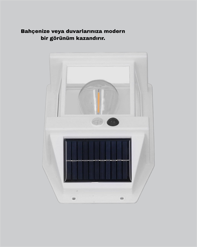 Üç Modlu Güneş Enerjili Duvar Lambası 1800mAh Bataryalı ve Hareket Sensörlü