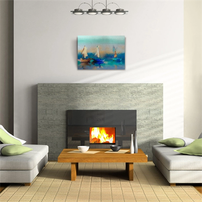 Üç Yelkenli Tekne Yağlıboya Kanvas Tablo 50 x 70