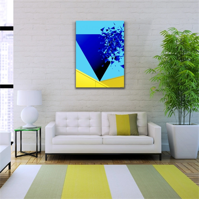 Üçgenler Mavi ve Turkuaz Renklerde Kanvas Tablo 50 x 70