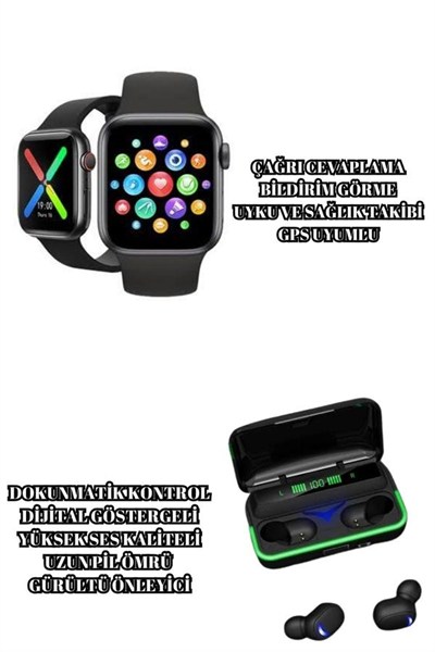 Ucuz ve Kaliteli Kulaklıklı Saat Seti Bluetooth Bağlantılı Akıllı Saat ve Kulaklık