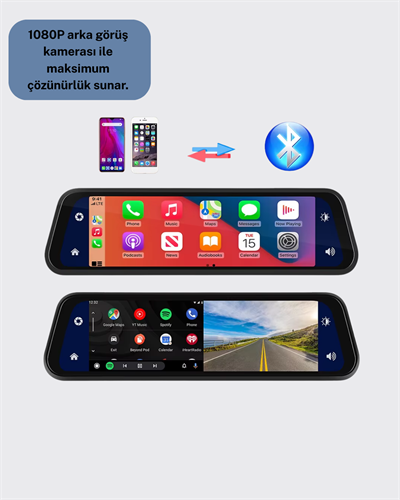 Ultra Geniş Açılı Araç Kamerası Dokunmatik Ayna Kayıtlı