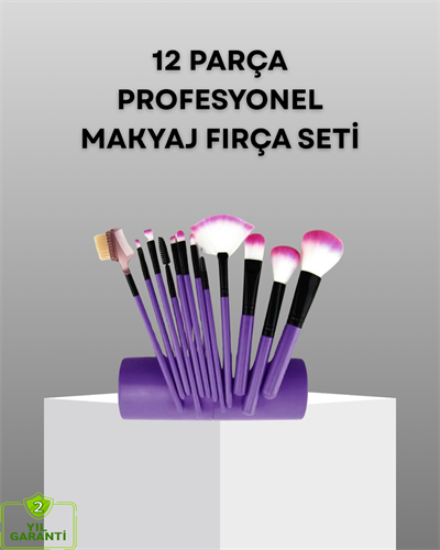 Ultra Yumuşak 12’li Makyaj Fırça Seti – Dökülme Yapmaz, Dalin Şampuan ile Temizlenebilir