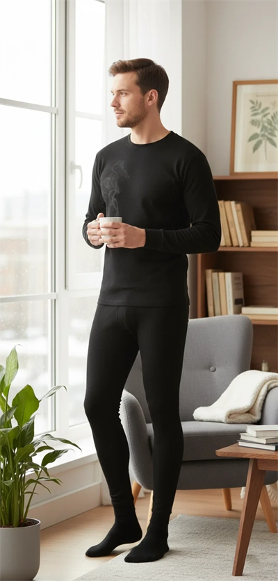 Unisex Şardonlu Termal İçlik Tayt Siyah