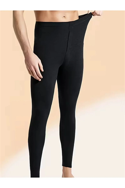Unisex Şardonlu Termal İçlik Tayt Siyah