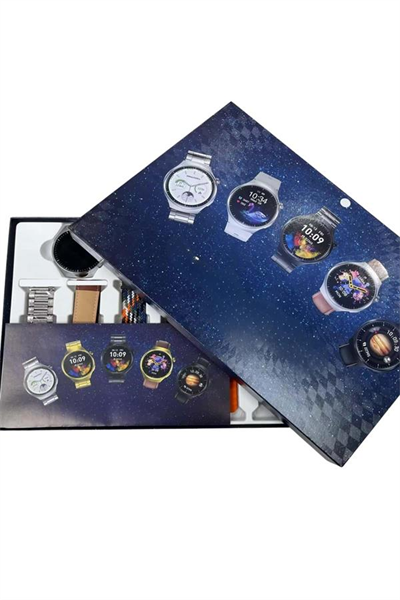 Unısex Yuvarlak Ekranlı 7 Kordonlu Akıllı Saat GPS Destekli Çoklu Kordon Seçeneği