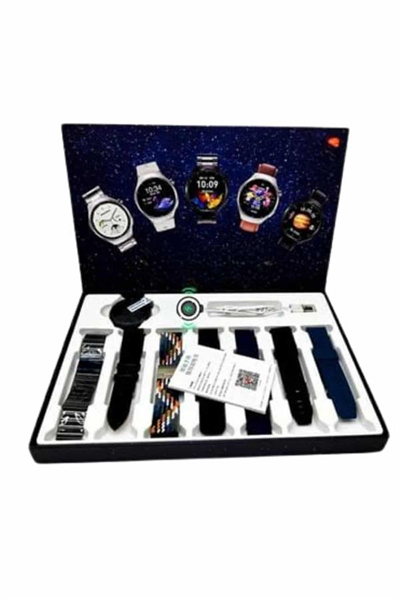 Unısex Yuvarlak Ekranlı 7 Kordonlu Akıllı Saat GPS Destekli Çoklu Kordon Seçeneği