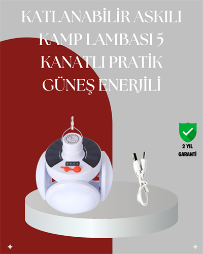 Uzaktan Kumandalı, 360 Derece Katlanabilir Solar LED Aydınlatma Çadır Lambası