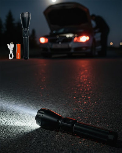 Uzun Ömürlü Bataryalı Şarjlı El Feneri Güçlü LED Aydınlatma