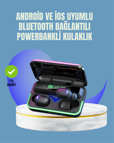 Uzun Pil Ömürlü E10 Powerbank Bluetooth Kulaklık LED Gösterge