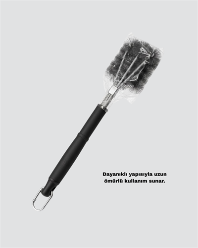 Uzun Saplı Izgara Temizleme Fırçası Çelik Telli