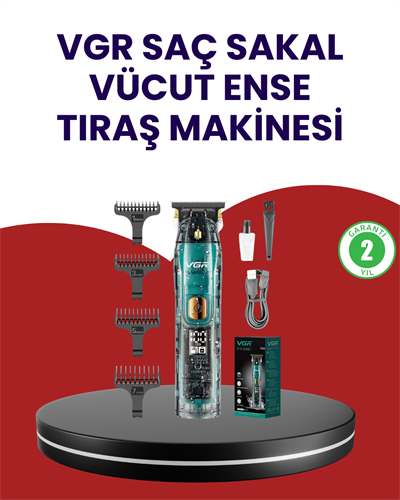 VGR V-695 Şarjlı Profesyonel Erkek Saç Sakal Tıraş Makinesi IPX7 Su Geçirmez