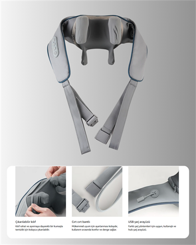 VNB-01 Titreşimli Boyun Masaj Aleti Gri Renk