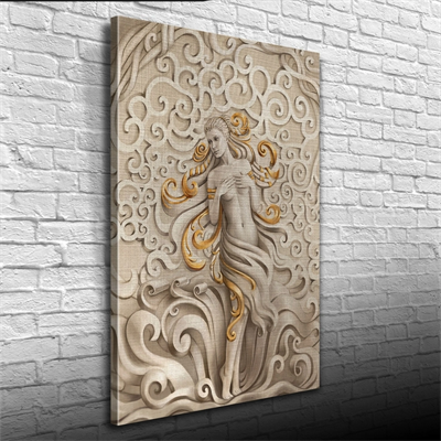 Venüs , Gri ve Altın Rengi Dekoratif Kanvas Tablo 50 x 70