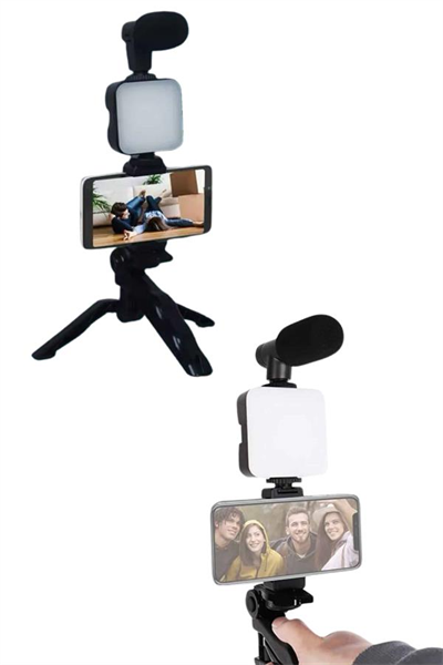 Video Making Kit Telefon Tutucu Vlog Video Mini Led Işıklı
