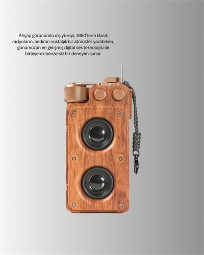 Vintage Tasarımlı Bluetooth Hoparlör Uzun Pil Ömürlü ve FM Destekli