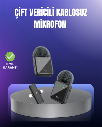 Vlog Podcast ve Röportajlar İçin Kablosuz Çift Yaka Mikrofon