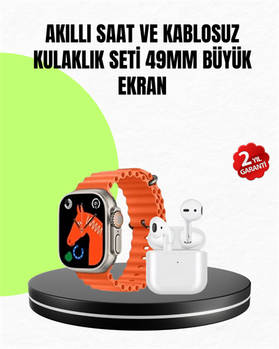 Watch 9 Max Akıllı Saat Seti 2 Kordonlu Kablosuz Kulaklık Hediyeli
