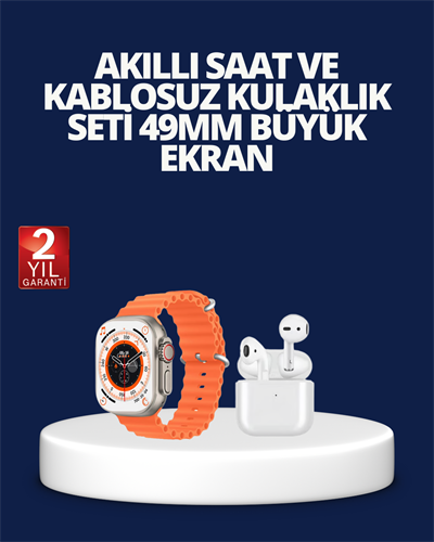Watch 9 Max Akıllı Saat ve Kablosuz Kulaklık Seti 2 Kordonlu Sesli Görüşme Özellikli