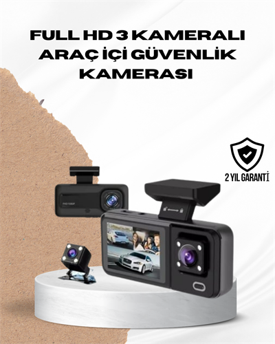 Wi-Fi Bağlantılı Full HD Araç Kamera Seti 3 Kameralı Park Koruma ve Döngü Kayıt