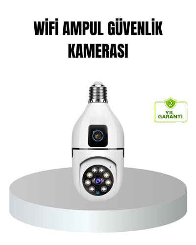 WiFi Ampul Güvenlik Kamerası 1080P Full HD Gece Görüşlü ve Hareket Algılamalı