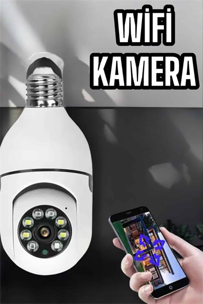 Wifi Kamera Duylu Ampul Görünümlü 360 Derece Dönebilen Ev Kamerası