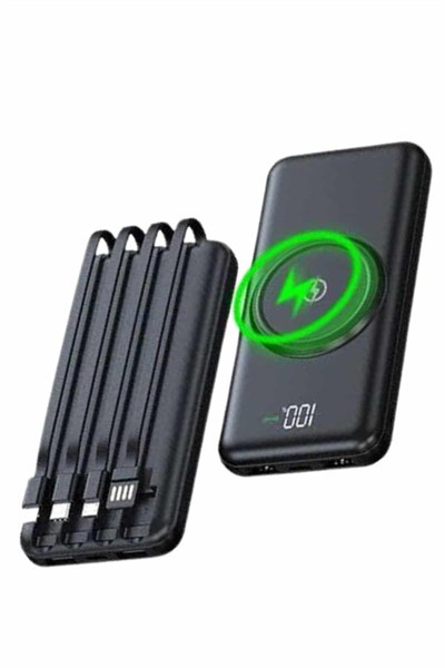 Wireless Powerbank 10000 Mah LED Ekranlı Dahili Kablolu Hızlı Şarj