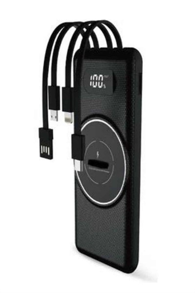 Wireless Powerbank 10000 Mah LED Ekranlı Dahili Kablolu Hızlı Şarj