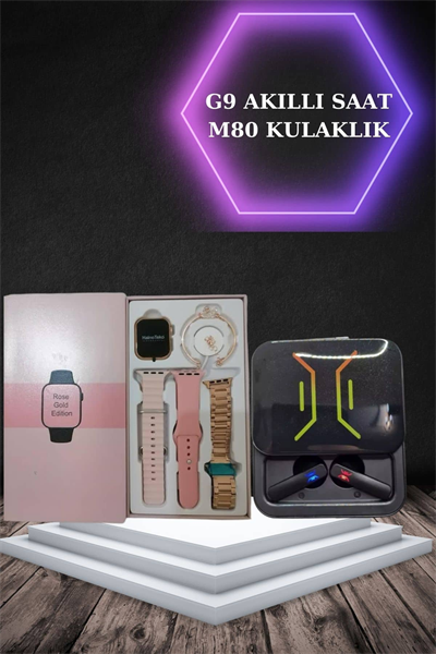 Wireless Şarjlı Akıllı Saat ve Dijital Göstergeli Kablosuz Bluetooth Kulaklık Nabız Ölçer