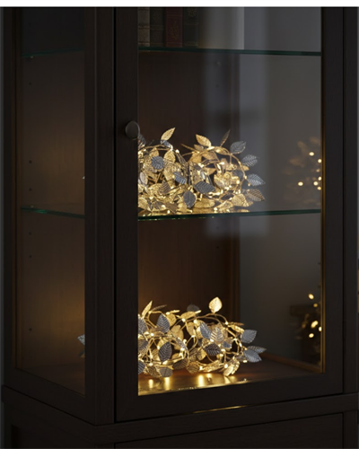 Yaldızlı Gümüş Yaprak LED Işık Pilli Dekoratif Ortam ve Yılbaşı Aydınlatması