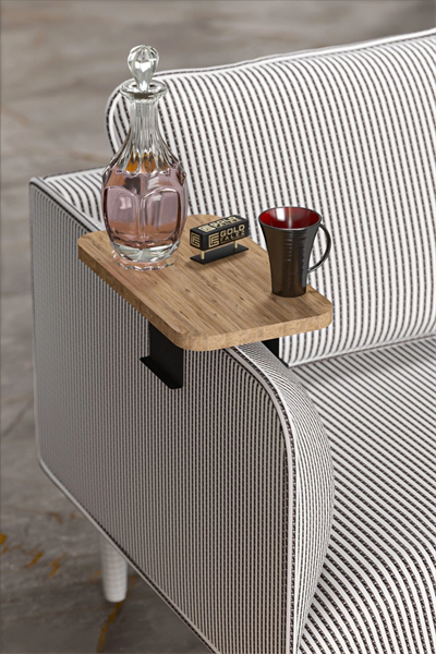 Yan Sehpa Ayarlanabilir Tepsi DİKDÖRTGEN Dekoratif Modern Yatay Dikey Koltuk Sehpası Ceviz