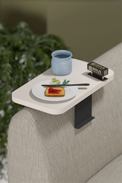 Yan Sehpa Ayarlanabilir Tepsi DİKDÖRTGEN Dekoratif Modern Yatay Dikey Koltuk Sehpası KREM