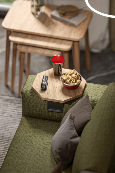 Yan Sehpa Ayarlanabilir Tepsi Dekoratif Modern Tepsi SEKİZGEN Ceviz