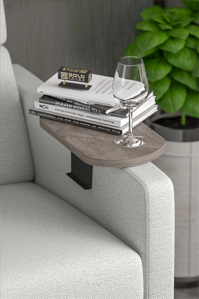 Yan Sehpa Ayarlanabilir Tepsi OVAL Dekoratif Modern Yatay Dikey Koltuk Sehpası GORDİON