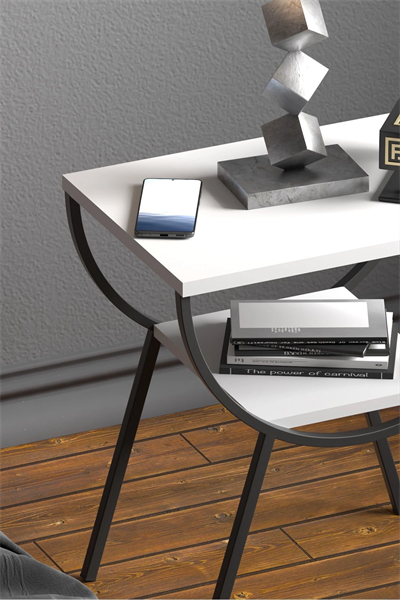 Yan Sehpa Komodin Metal Ayak BEYAZ