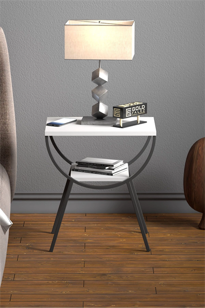 Yan Sehpa Komodin Metal Ayak BEYAZ