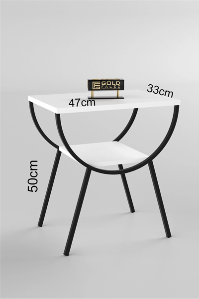 Yan Sehpa Komodin Metal Ayak BEYAZ