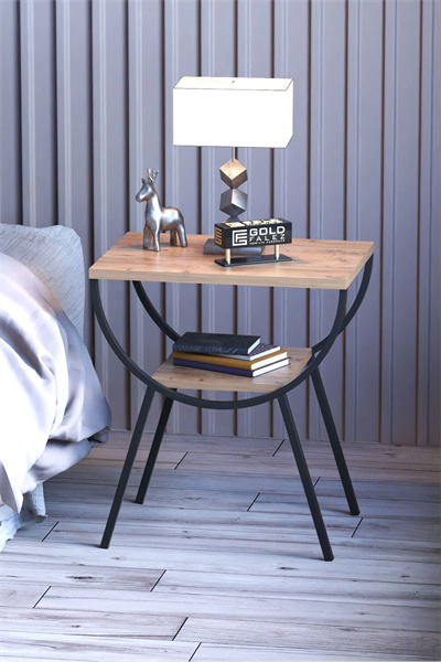 Yan Sehpa Komodin Metal Ayak CEVİZ