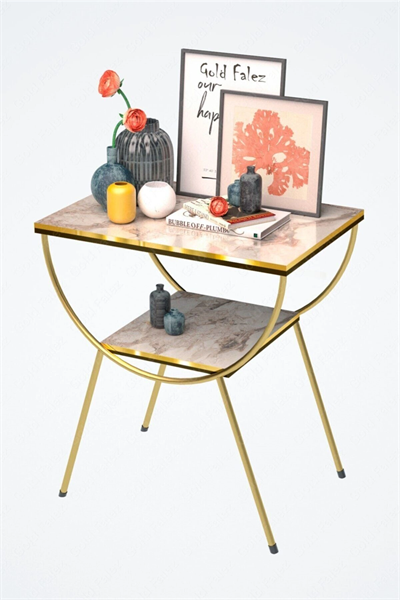 Yan Sehpa Komodin Metal Ayak Çift Gold Efes