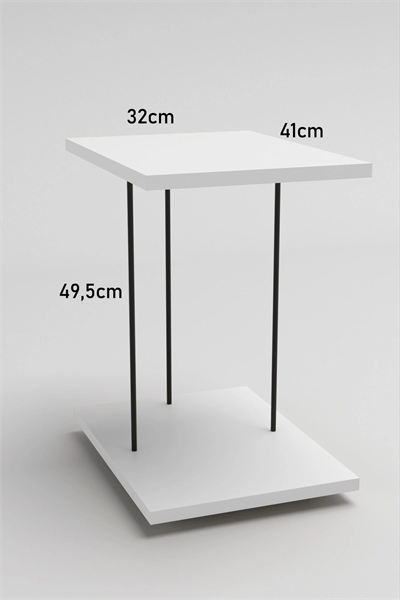Yan Sehpa Tekerlekli Servis Sehpası HND Dikdörtgen Beyaz