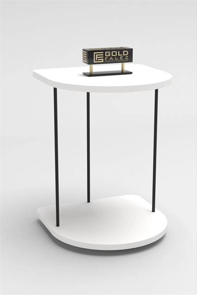 Yan Sehpa Tekerlekli Servis Sehpası HND Oval Beyaz