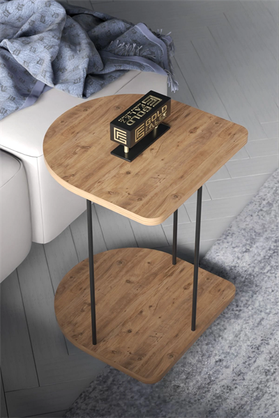 Yan Sehpa Tekerlekli Servis Sehpası HND Oval Atlantik Çam